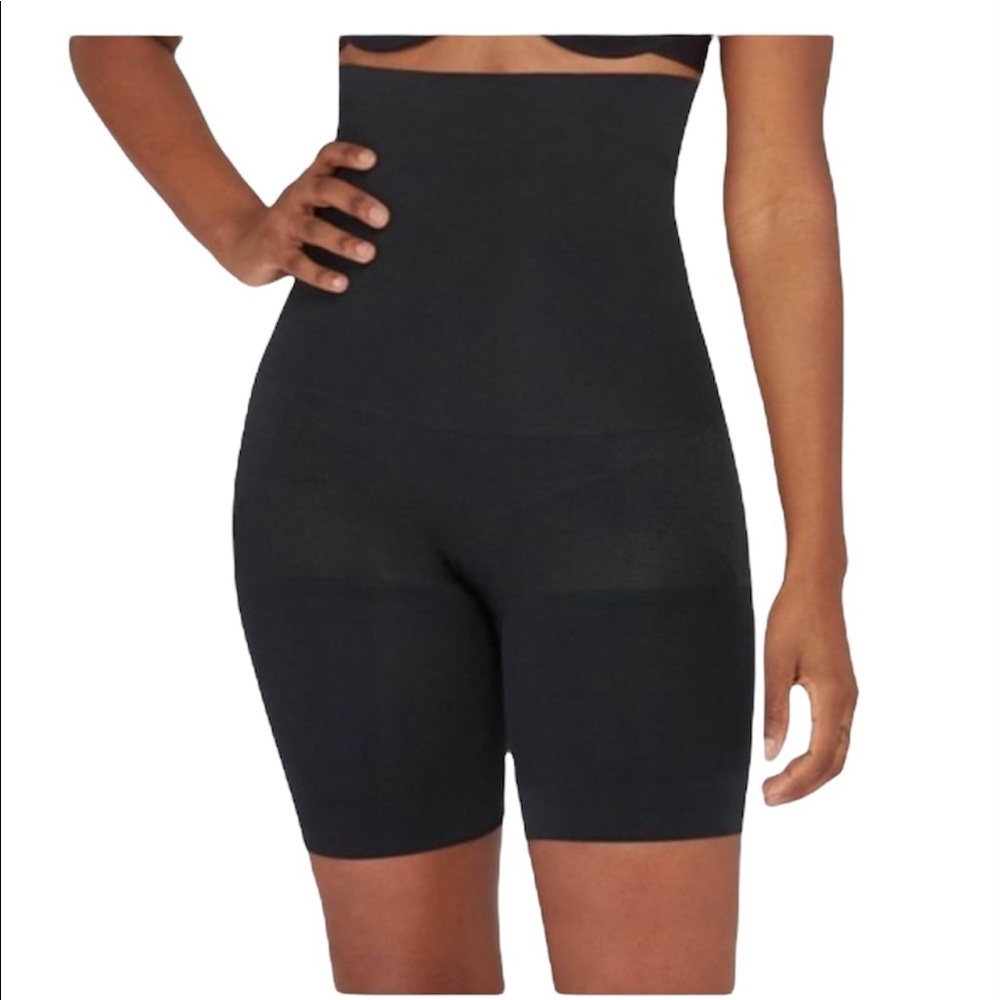 Assets Spanx Shaping High Waist Shorts Mid-Thigh Shaper Black Size 2